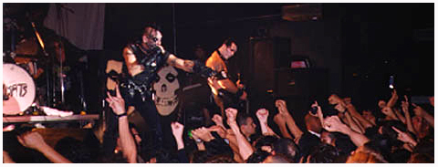 Myke on stage as vocalist for the Misfits
